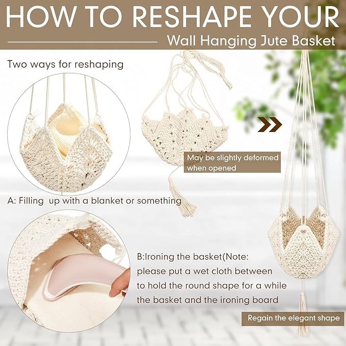 Shappy 1 Pack Jute Crochet Long Plant Hanger - Image 3