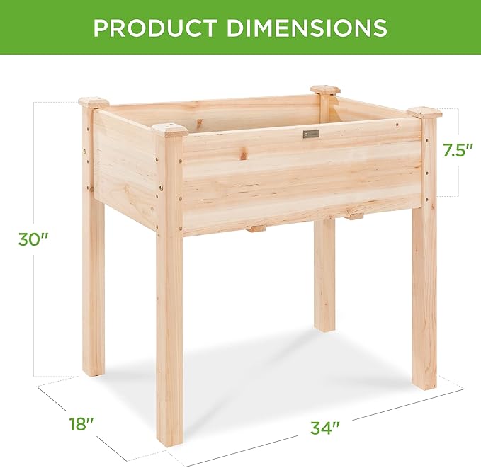 Best Choice Products 34x18x30in Raised Garden Bed, Elevated Wood Planter Box - Image 7