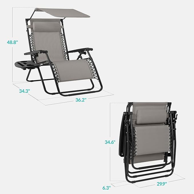 Best Choice Products 30” Wide Folding Zero Gravity Outdoor Recliner Patio - Image 2
