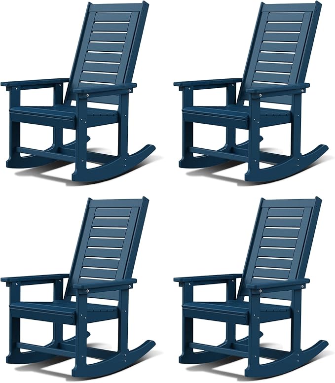 GREENVINES Outdoor Rocking Chairs | Set of 4 | Porch Rocker | HDPE Plastic | by GreenVines