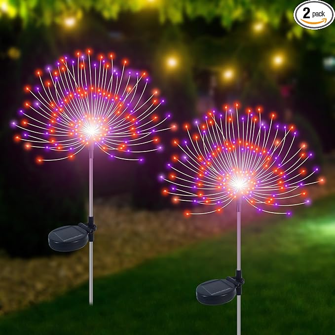 Solar Garden Lights Outdoor Waterproof, 2 Pack 120 LED Solar Firework Lights by Slyuexu