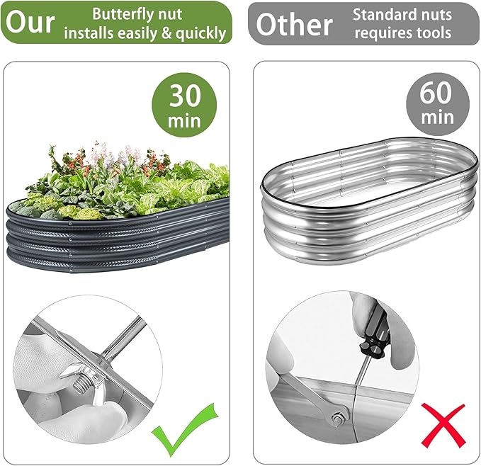 2 Pack Raised Garden Bed Kits, Easy Assembly Metal Raised Bed - Image 3