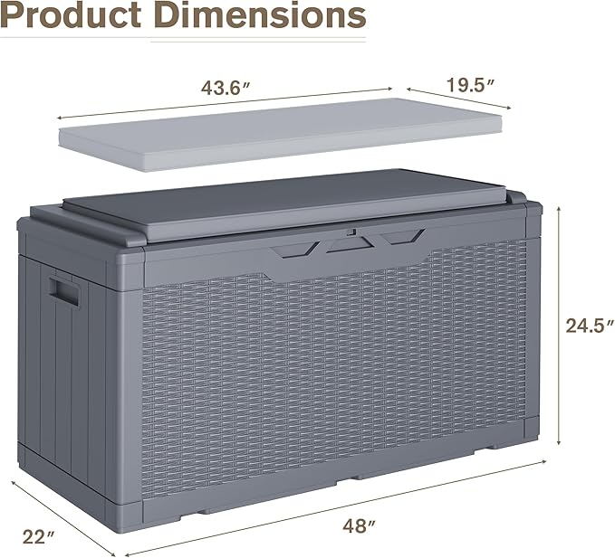 JUMMICO 100 Gallon Resin Deck Box - Image 4