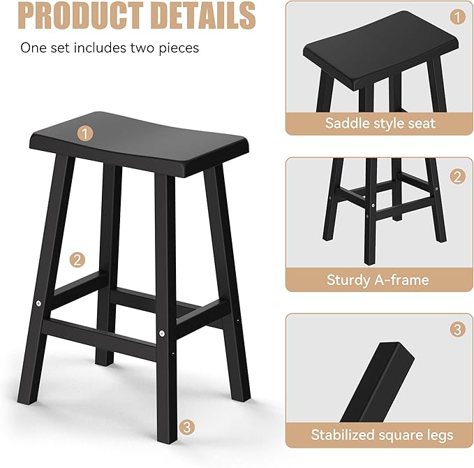 Bar Stools Set of 2, Waterproof UV-Resistant, Durable Resin Kitchen Island - Image 5