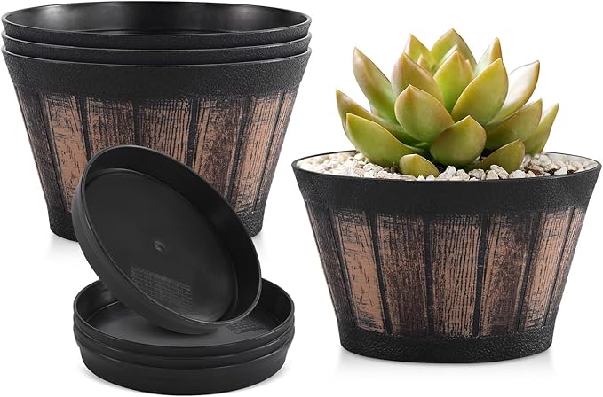 Quarut 6 inch Brown Barrel Planters by Quarut
