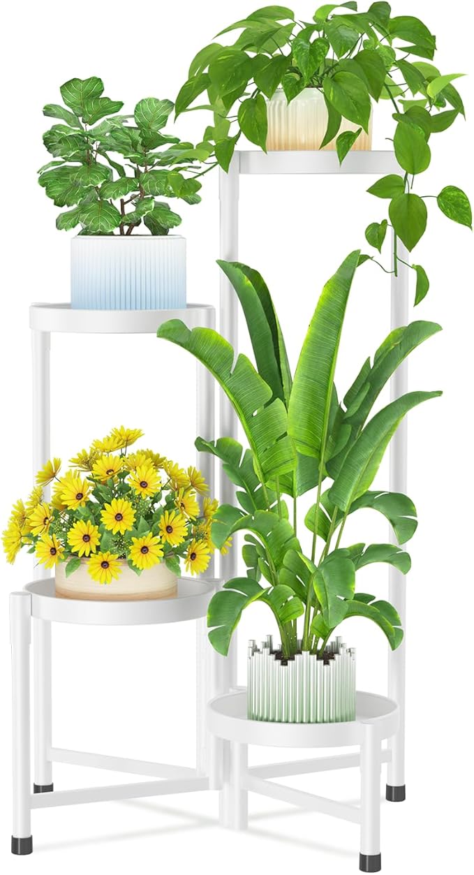 iDavosic.ly Plant Stand Indoor Outdoor, 4 Tier Corner Metal Flower Display by iDavosicly