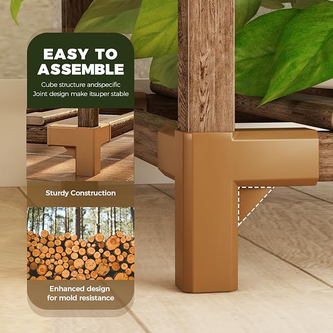 Bamworld 55“ Tall Plant Stand Indoor Outdoor Corner Plant Shelves Wood Plant - Image 4