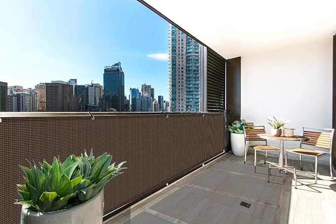 LOVE STORY 3'x6' Brown Balcony Screen Privacy Fence Cover UV Protection - Image 4