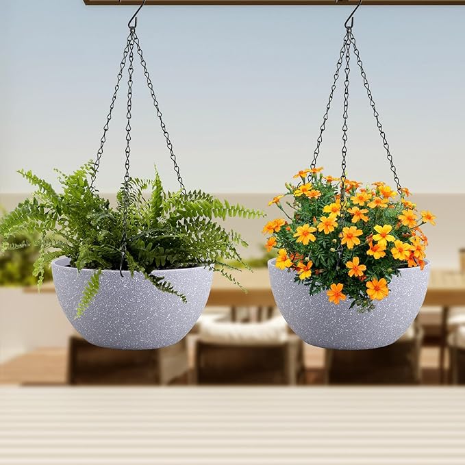 10 inch Hanging Planters for Indoor Outdoor Plants, 2 Pack Hanging Flower Pots - Image 6