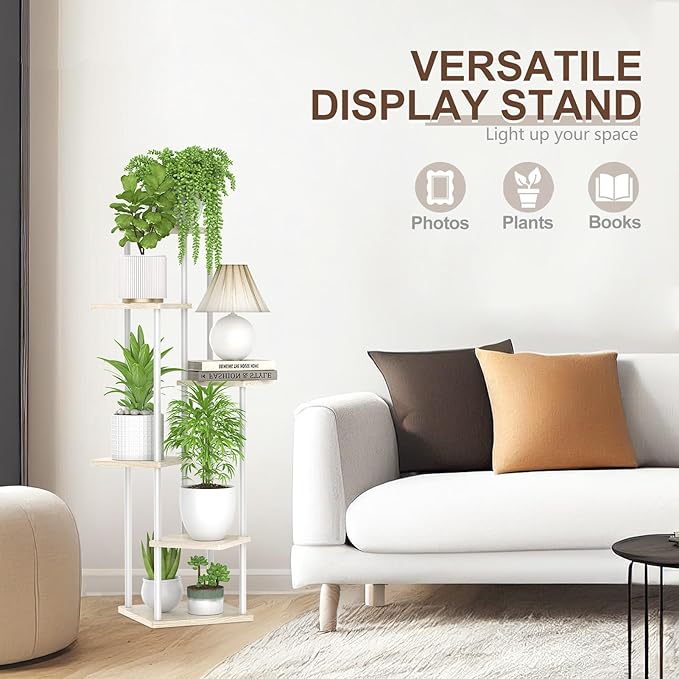 6 Tier Tall Plant Stand Indoor, Large Metal Wood Muti Level Vertical Planter - Image 5