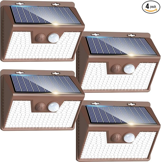 Peasur Brown Solar Lights Outdoor Waterproof, 3 Modes Solar Security Wall Lights by Peasur