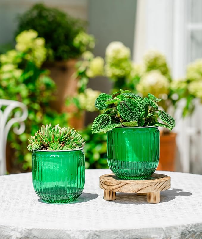 Melphoe Self Watering Pots for Indoor Plants Planter, 4.3 Inch 2 Pack Planters - Image 2