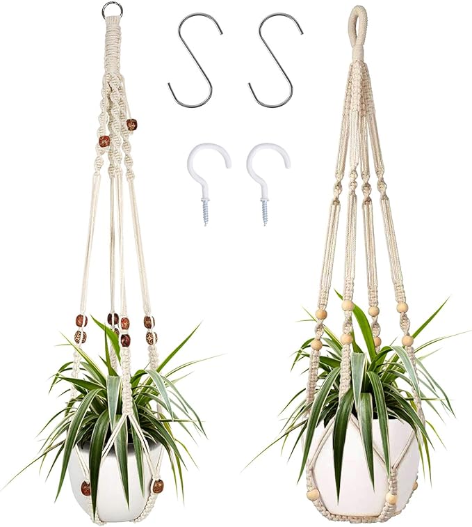 Augshy Macrame Plant Hanger, 2 Packs Plant Hangers, Hanging Planter by Augshy