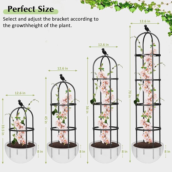 Garden Obelisk Trellis for Climbing Plants Outdoor, 6.2 FT Tomato Cage - Image 7