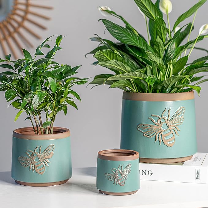 YBX Terracotta Pots Inch with Drainage Holes, Bee Decor, Ceramic Pots - Image 6