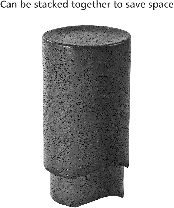 COSIEST Concrete Outdoor Side Table, Decorative Garden Stools - Image 4