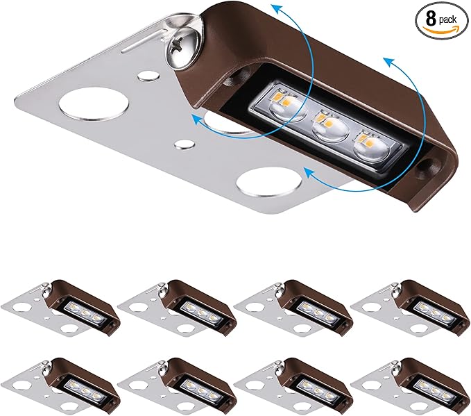 LEONLITE 8-Pack Premium Series 4 Inch 2W LED Retaining Wall Lights Swivel by LEONLITE