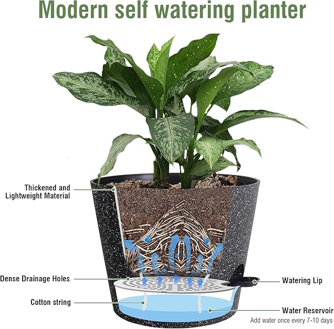 12 inch Large Self Watering Pots, Plant Pots - Image 4