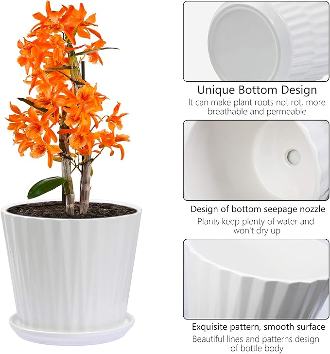 Plant Pots - 6.7 Inch Cylinder Ceramic Planters - Image 3