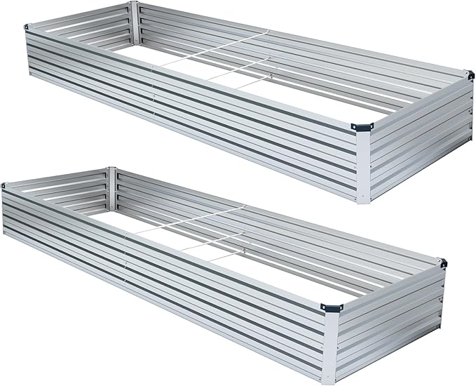 2 Pack 8x2x1FT Galvanized Raised Garden Beds Kit Outdoor Metal Gardening - Image 5