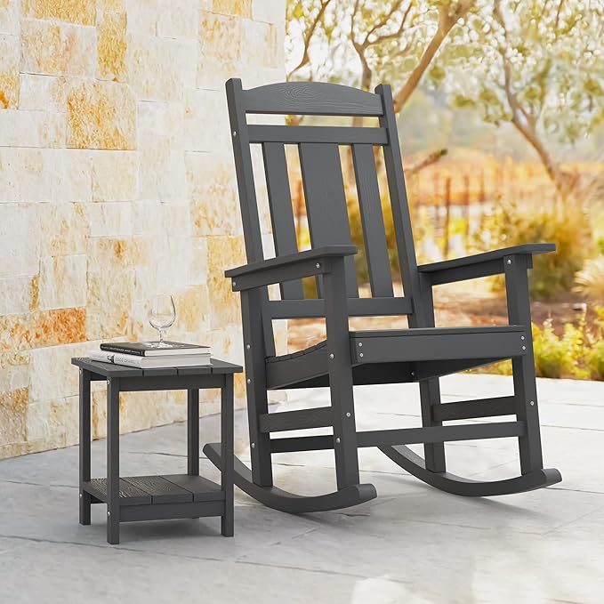 LUE BONA Outdoor Rocking Chairs Set of 2, Weather Resistant HDPS Poly Rocker - Image 6