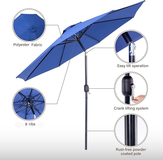 Backyard Expressions 9 ft. Patio Umbrella, Market Table Umbrella w/Tilt and - Image 3