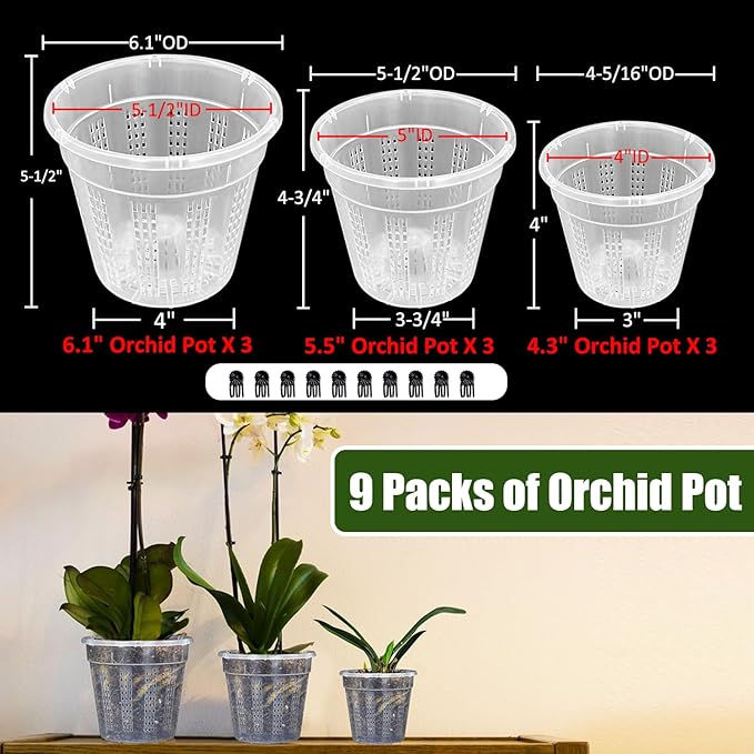 Orchid Pot, 3 Each of 4.3", 6.1" Orchid Pots - Image 7