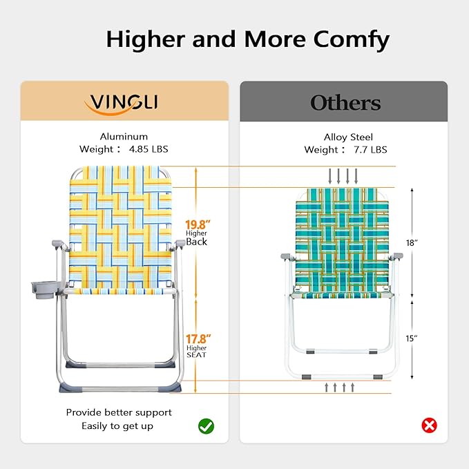 VINGLI Aluminum Patio Lawn Chairs Folding Set of 2 - Image 3