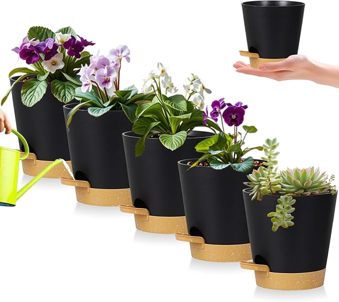 5 Pack 5 inch Self-Watering Pots, African Violets Planter by zople