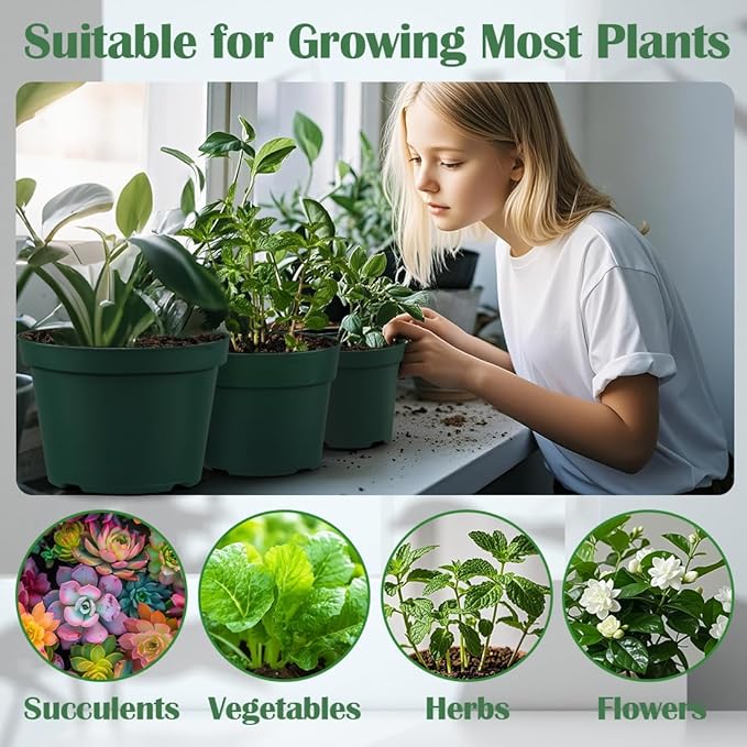 15 Pack 4/6/8 Inch Plant Nursery Pots, Sturdy Plant Pots - Image 6