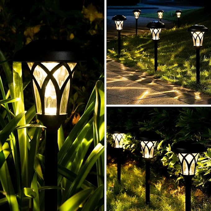 GIGALUMI 6 Pack Solar Pathway Lights Outdoor, Metal Glass & ABS Solar Landscape - Image 5