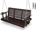 Fortune Candy Wooden Porch Swing 3-Seater, High Backrest and Deep Seat by FortuneCandy