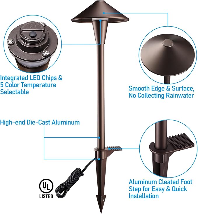 LEONLITE Update 5CCT Low Voltage Pathway Lights, LED Landscape Path Lights - Image 6
