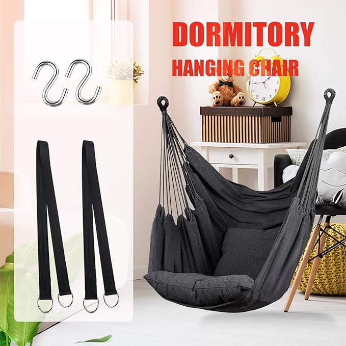 Hommtina Hammock Chair Hanging Rope Swing, Max 300 Lbs Hanging Chair - Image 5