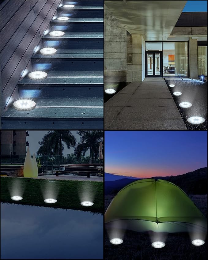 UFOND 12 Pack Solar Ground Lights，Outdoor Waterproof LED Gardenlight, Disklights - Image 7