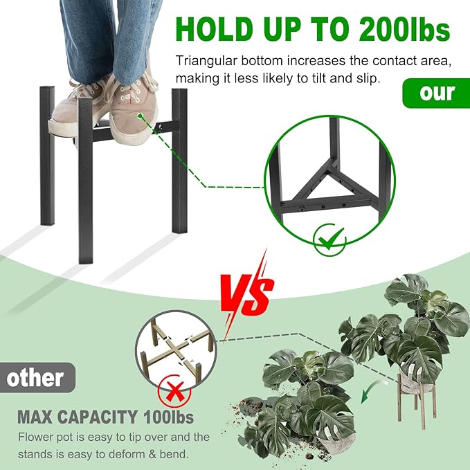 Airpark Plant Stand Indoor Adjustable, Metal Modern Plant Stand, Heavy Duty - Image 9
