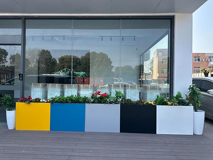 38" L x 13" W x 30" H Metal Tall Rectangular Planter - Image 2