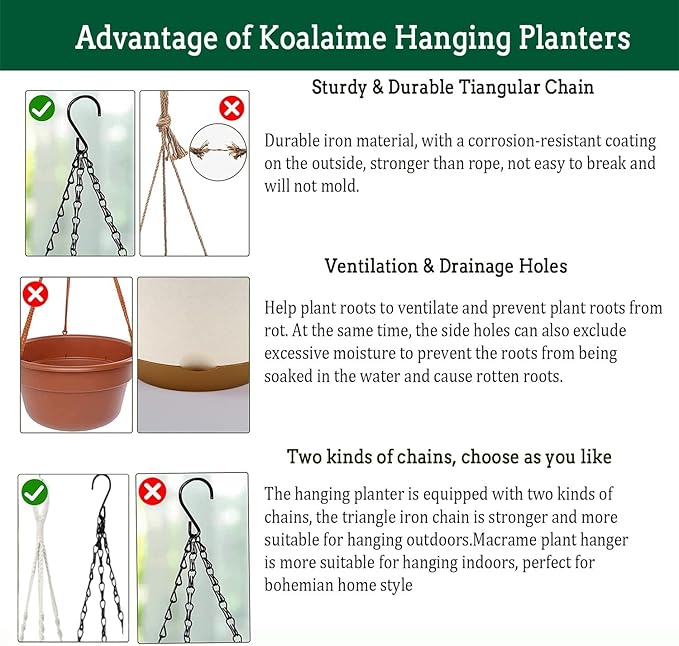 Hanging Planter Self Watering 10 Inch, 2 Pack Indoor Outdoor Hanging Baskets - Image 6