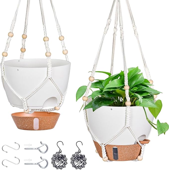 10 Inch Hanging Planters for Indoor Plants, 2 Pack Self Watering Hanging by Fielda