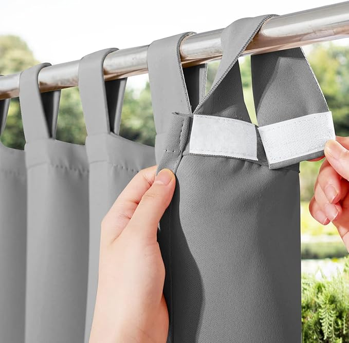 NICETOWN Outdoor Curtain for Patio Waterproof 95 inch Length, Sticky Tab Top by NICETOWN