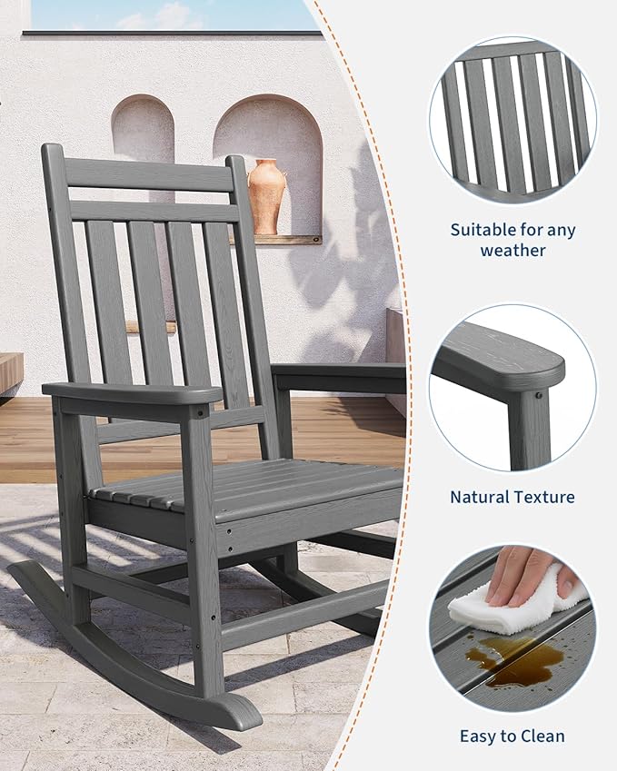 GarveeLife Poly Lumber Rocking Chair Outdoor - Image 4