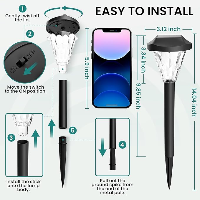 GIGALUMI 16 Pack Solar Lights Outdoor Waterproof, Outdoor Solar Lights - Image 4