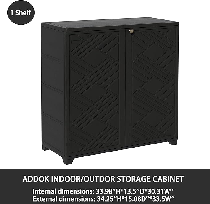 ADDOK Indoor Outdoor Plastic Storage Cabinet 34"x15"x34" - Image 7