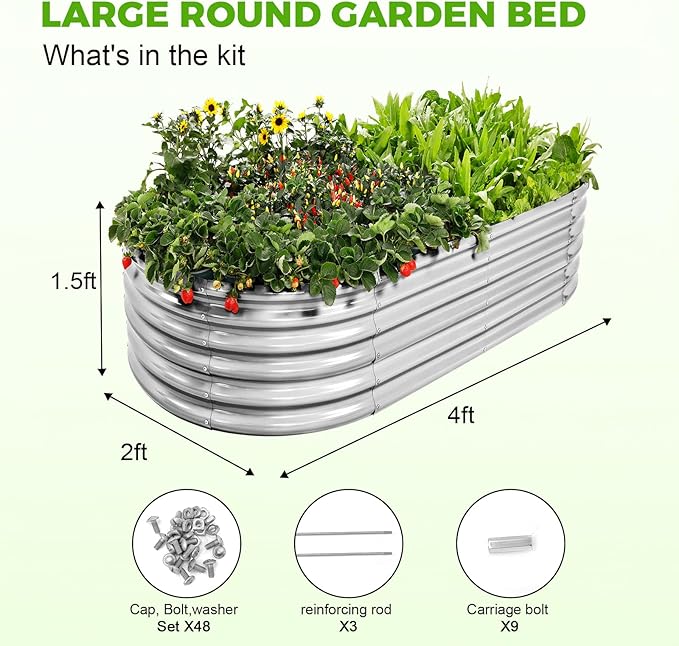 Land Guard 4×2×1.5ft Galvanized Raised Garden Bed Kit, Galvanized Planter - Image 2