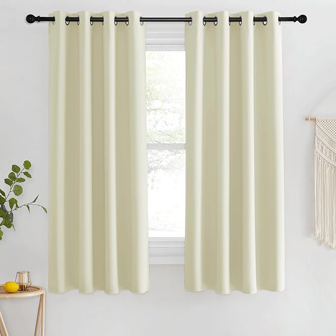 NICETOWN Room Darkening Beige Curtain 63 inches Long, Grommet Thermal Curtains by NICETOWN