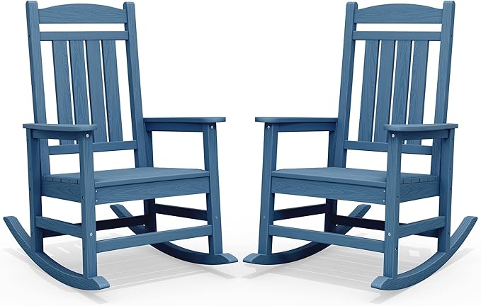 SERWALL Rocking Chairs Set of 2, HDPE Outdoor Rocking Chair, All-Weather Porch by SERWALL