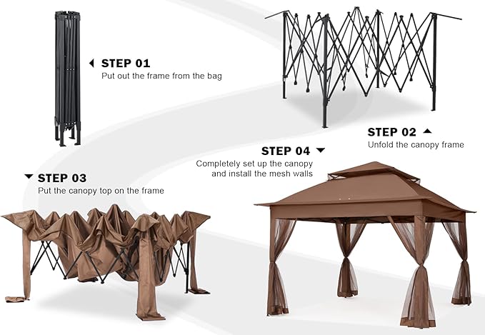 COOSHADE 11x11 Pop Up Gazebo Tent Outdoor Canopy Patio Shelter - Image 6