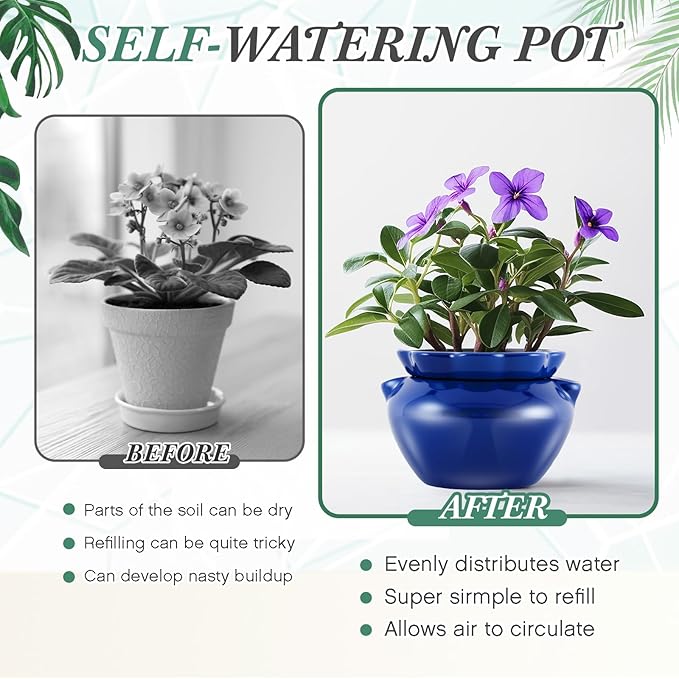 4 Sets African Violet Pots 6 Inch Self Watering Pot - Image 4