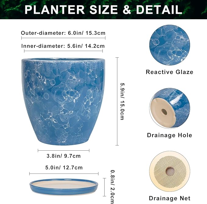 6 Inch Ceramic Plant Pot - Image 2