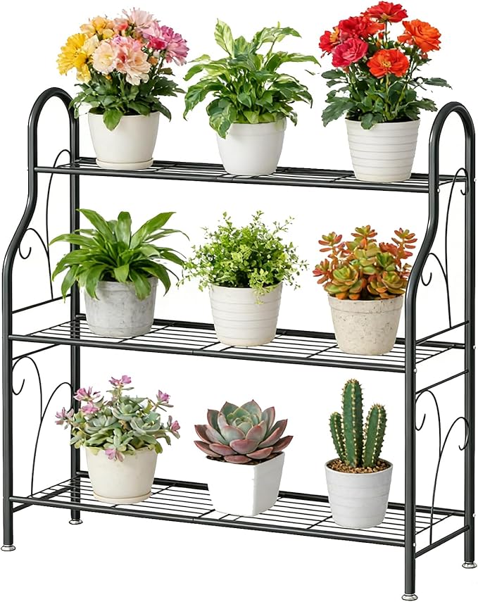 SORCEDAS Plant Stand Indoor Outdoor Plant Shelf 3 Tier Metal Corner Flower by SpecialYourHome